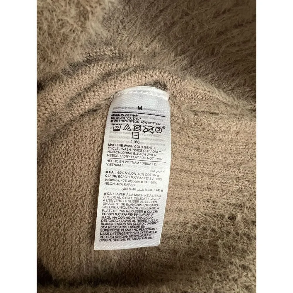 Old Navy Eyelash Sweater Women‎ Medium Beige Knit Crew Neck Long Sleeve Pullover - Picture 5 of 8